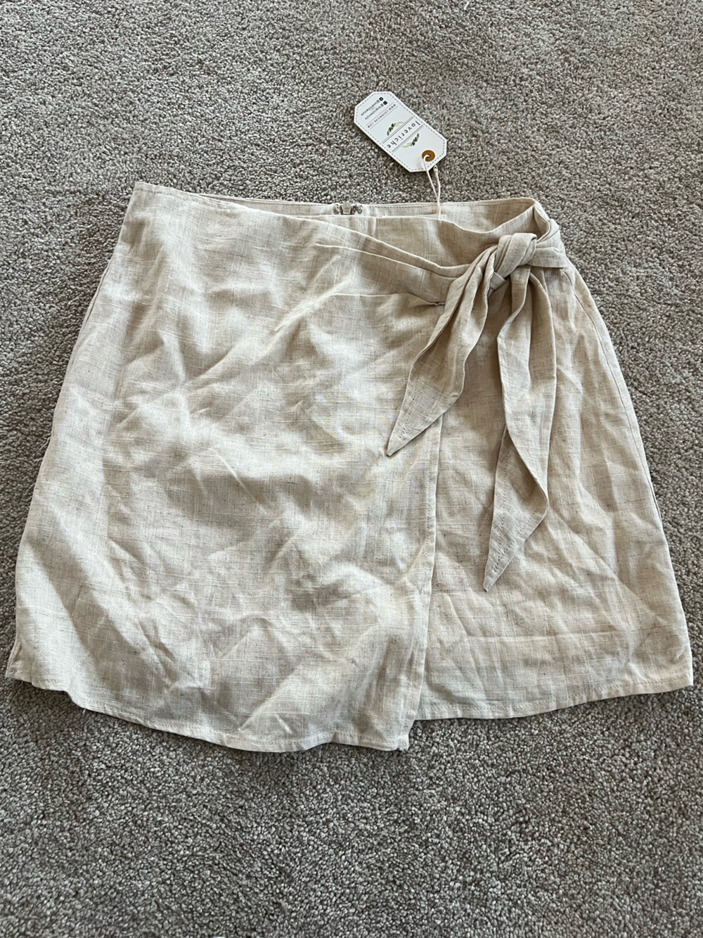 Cotton linen style wrap skirt beige tan summer vacation tropical skirts NEW